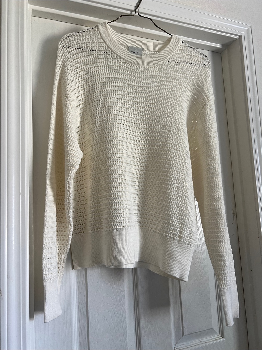 Varley Cream Open-Weave Crew Sweater